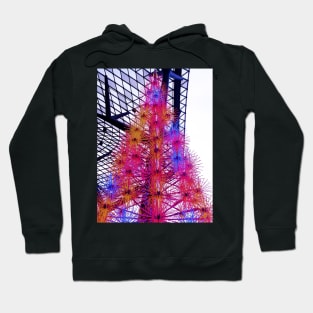 Street Christmas tree decoration in colorful neon lights Hoodie